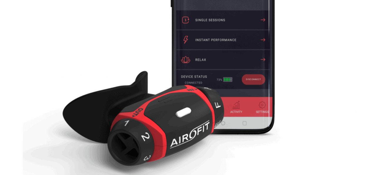 Airofit Lungentrainer mit Handy und Airofit App